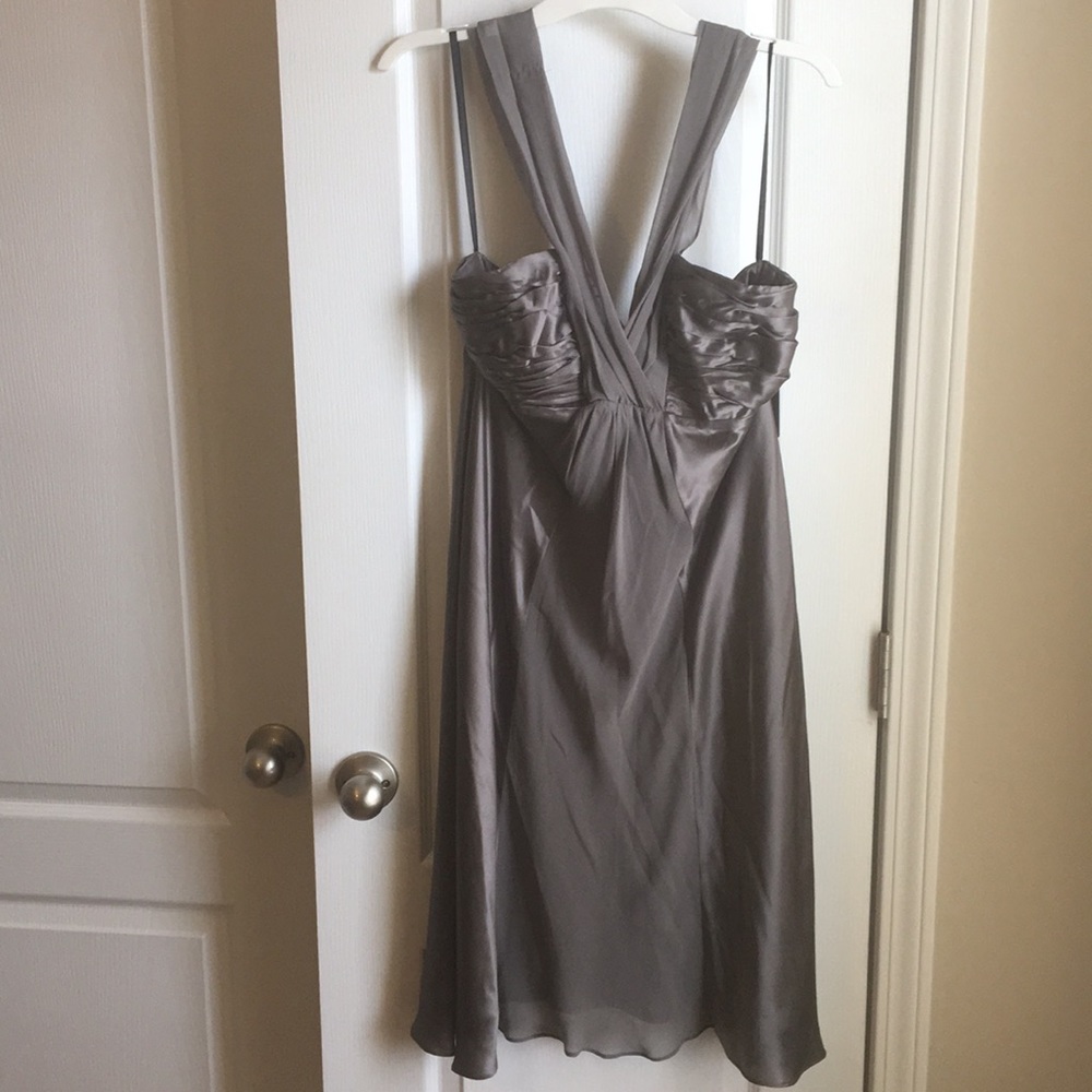Donna Rocco pewter colored cocktail dress